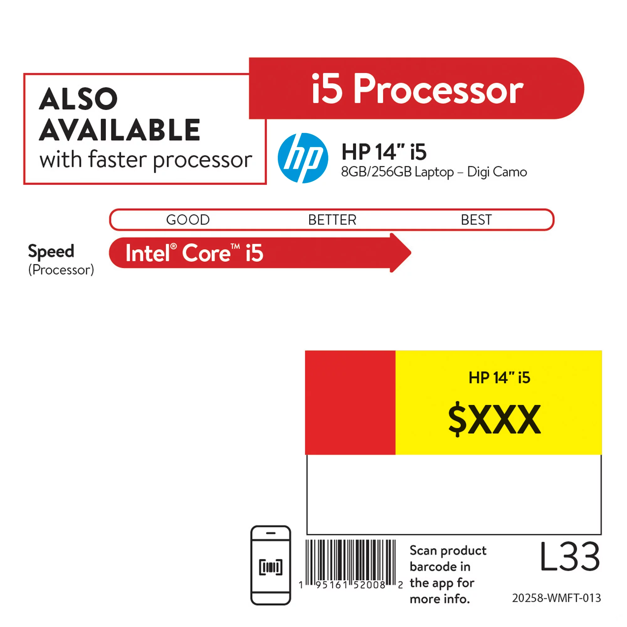 HP 14in Intel Core i5-1135G7, 8GB RAM, 256GB SSD, Digi Camo, Windows 10, 14-dq2088wm